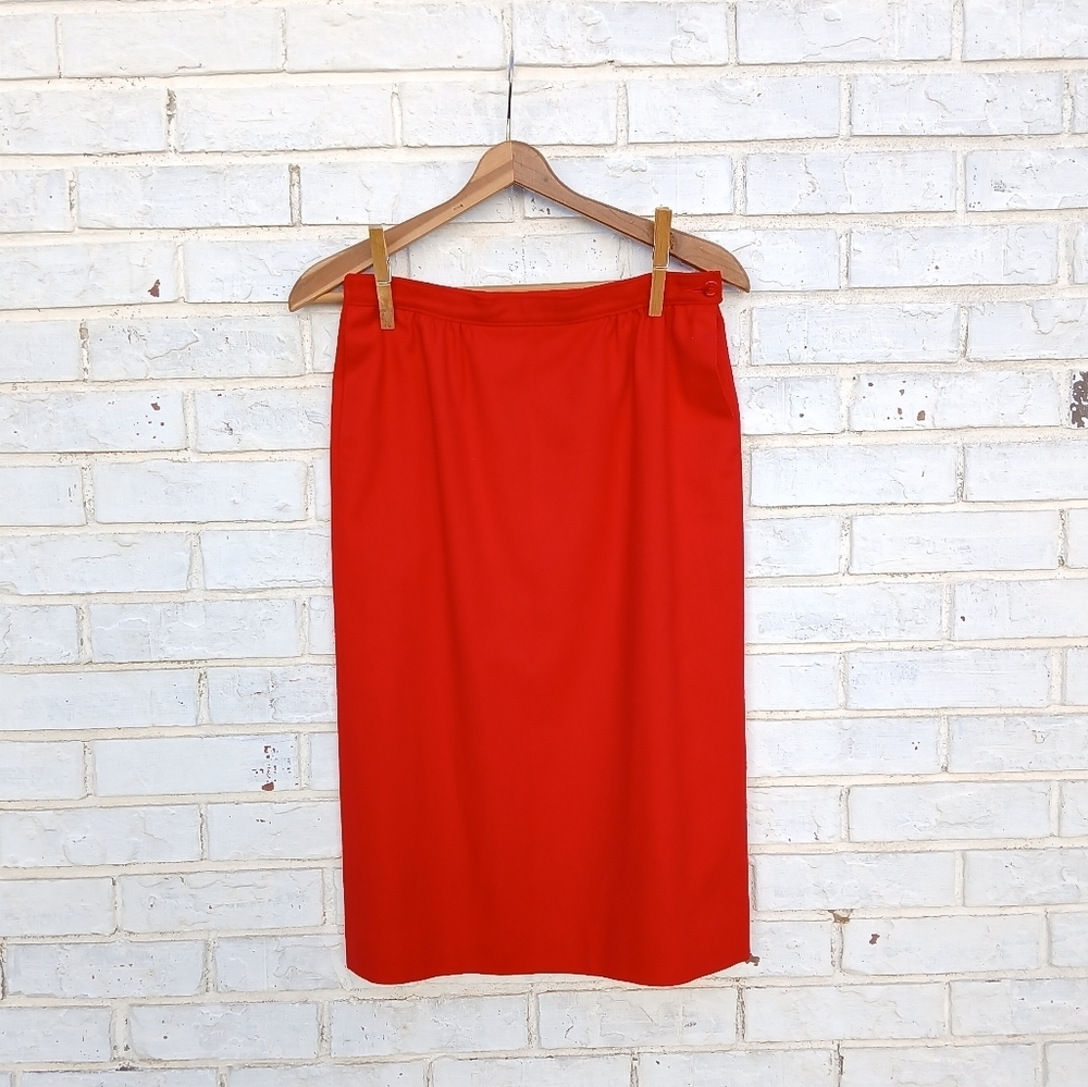 Vintage Pendleton Virgin Wool Skirt Red Pencil